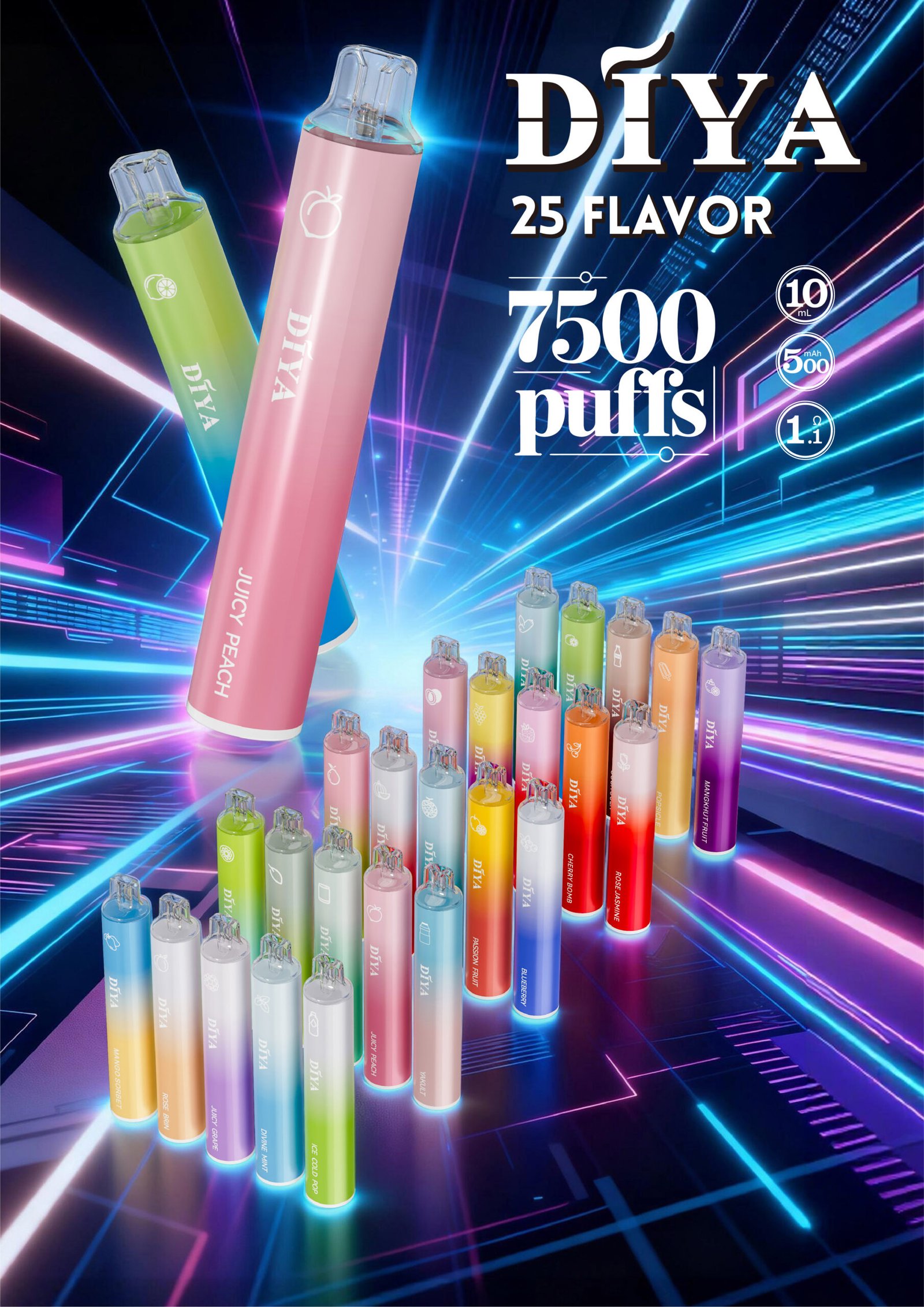叮啞 DIYA 7500一次性主機 10ml 巨無霸規格徹底終結斷糧恐慌 搭載 500mAh 瞬能快充 讓鮮甜果韻永不停歇 台灣現貨:圖片 2